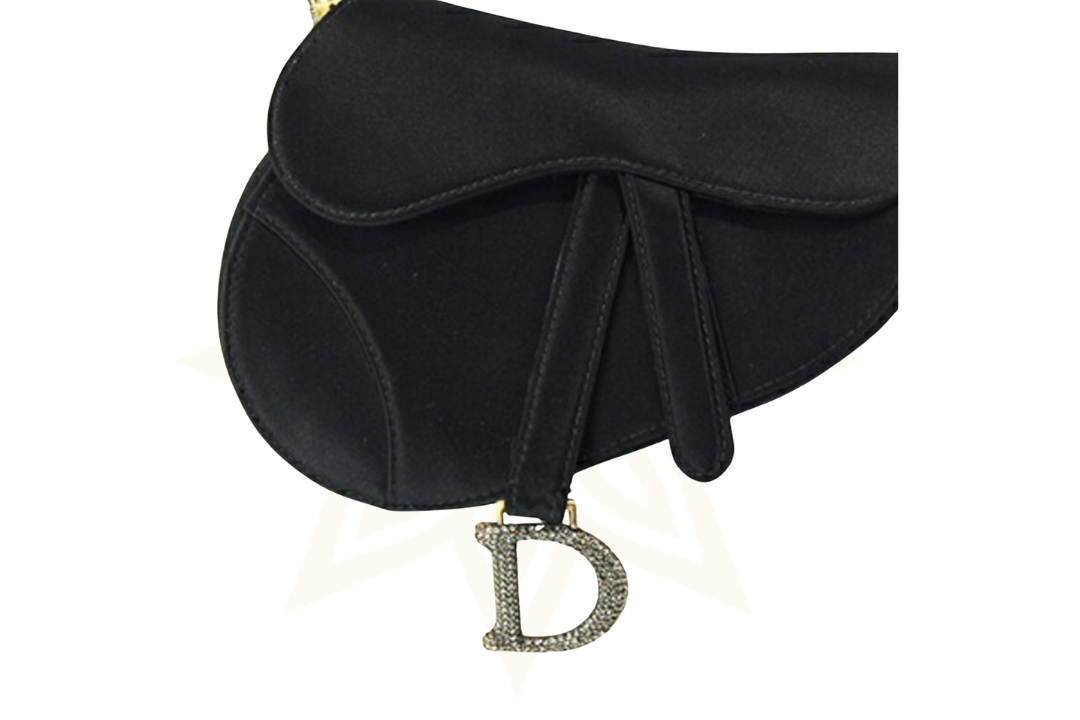 Dior Saddle Bag in raso nero con cristalli – Vintage d’eccezione