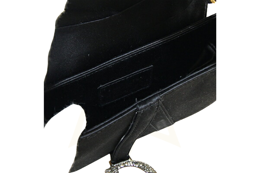 Dior Saddle Bag in raso nero con cristalli – Vintage d’eccezione