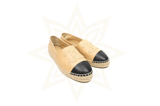Chanel Espadrilles Iconiche Bicolor Beige/Nero in Pelle