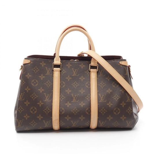 Borsa Louis Vuitton Soufflot MM Monogram marrone con finiture in pelle naturale e hardware dorato.