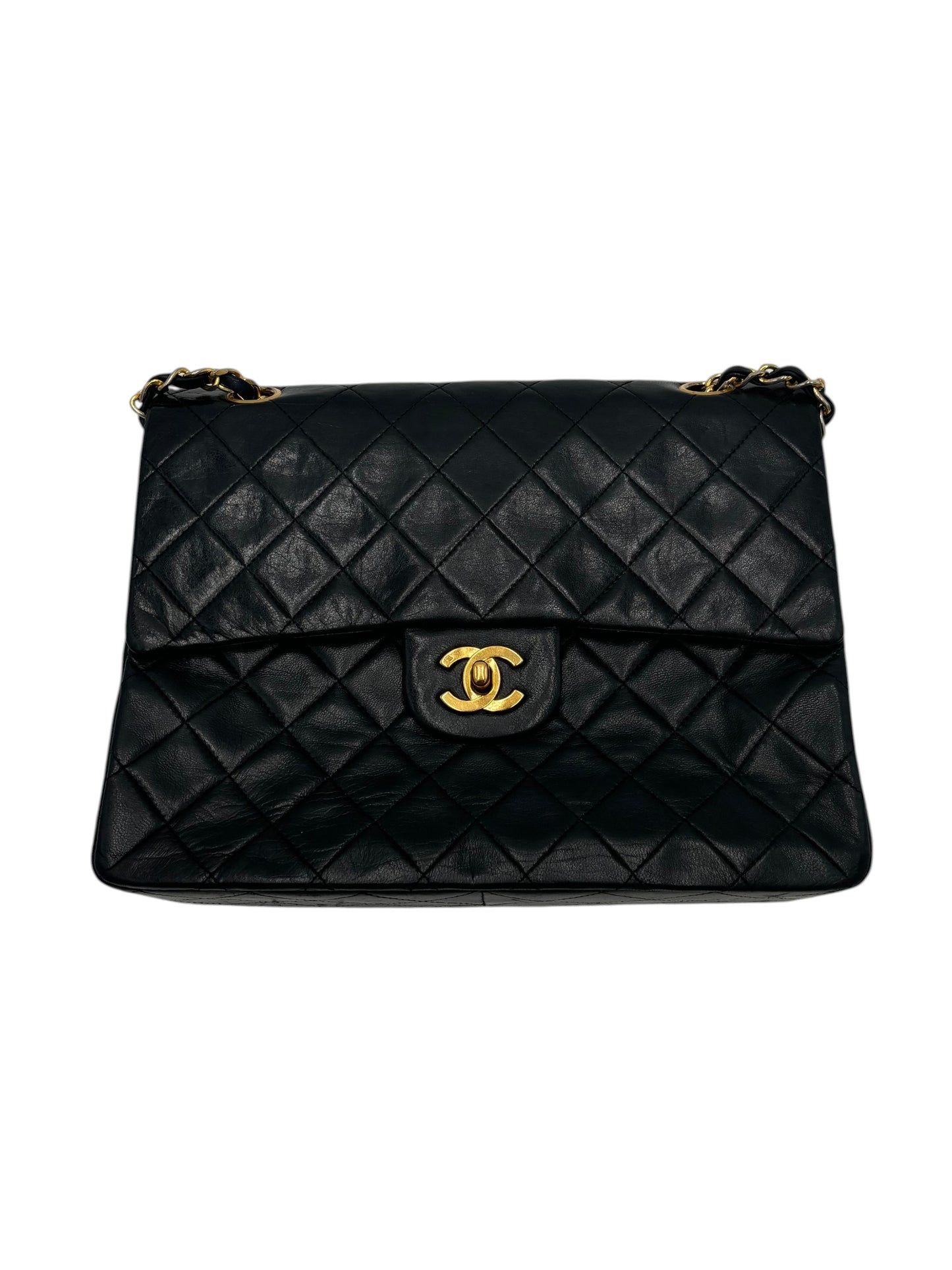 Chanel Classic Double Flap Media Pelle Agnello Nera Hardware Oro | Etoilux