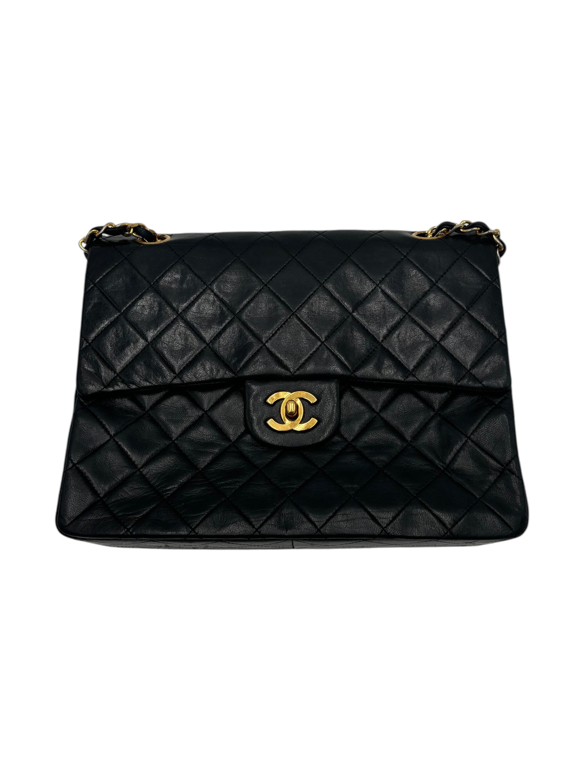 Chanel Classic Double Flap Media Pelle Agnello Nera Hardware Oro | Etoilux