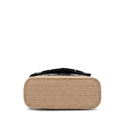 Saint Laurent Loulou Toy in Cotone Bandana Nero con Dettagli in Rafia – 2018