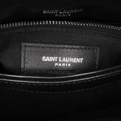 Saint Laurent Loulou Toy in Cotone Bandana Nero con Dettagli in Rafia – 2018
