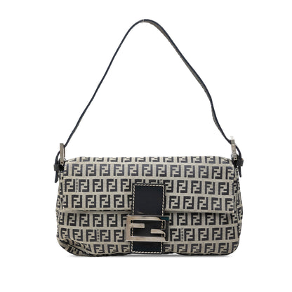 Fendi Baguette Zucchino Blu Grigio Vintage Tela – 26 cm | Etoilux