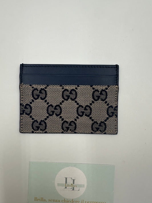 Gucci Card Case Tela GG Blu Navy – Autenticato | Etoilux