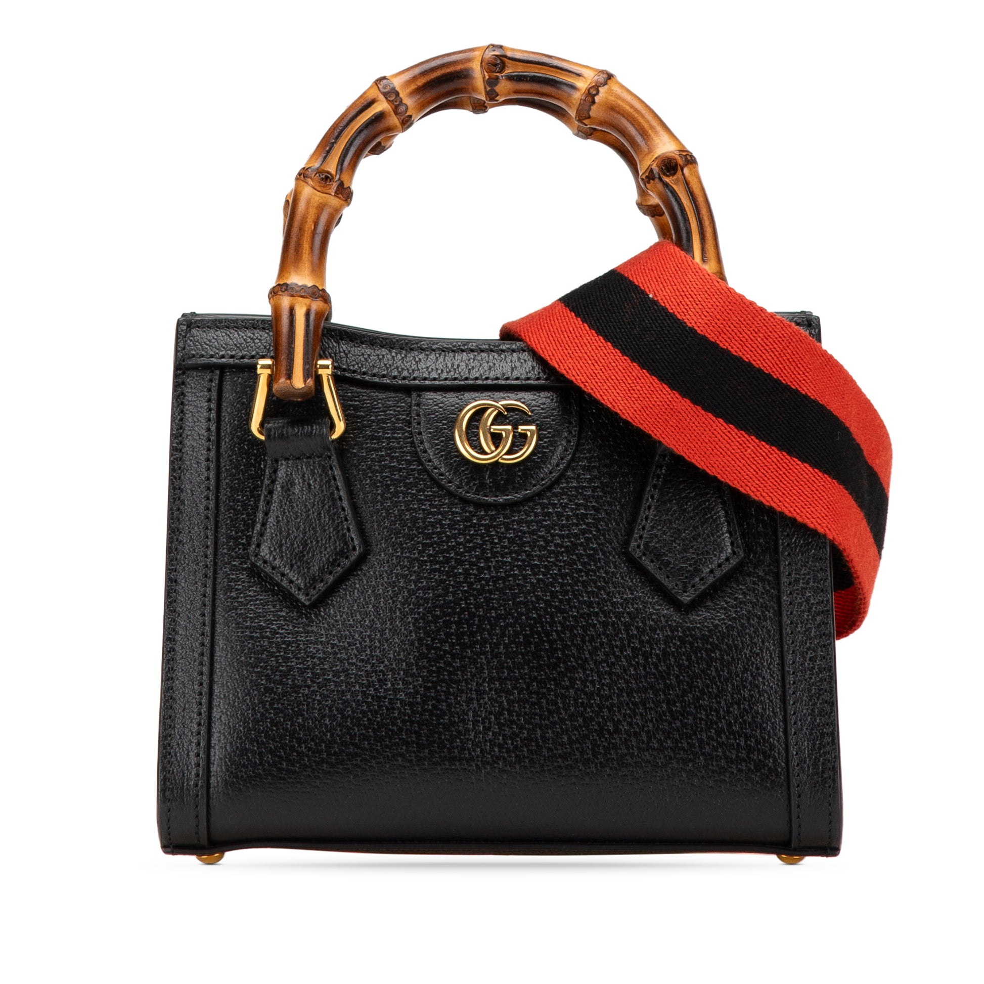 Gucci Diana Mini pelle nera manici bambù