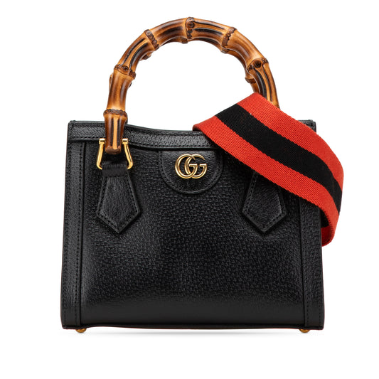 Gucci Diana Mini pelle nera manici bambù