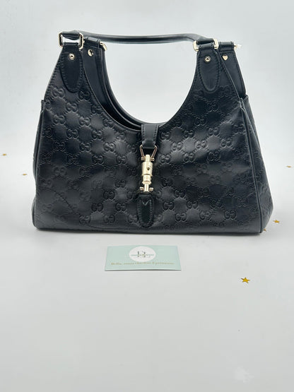 Gucci Jackie Medium in pelle Guccissima nera – 2000s - Etoilux