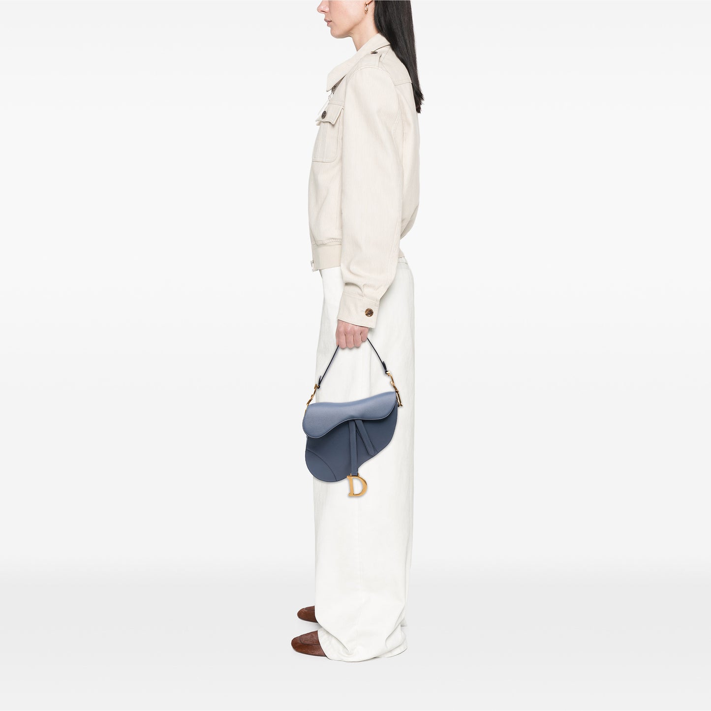 Dior – Borsa Saddle in pelle di capra blu (2021) – Size 22,5 x 25,5 x 5 cm