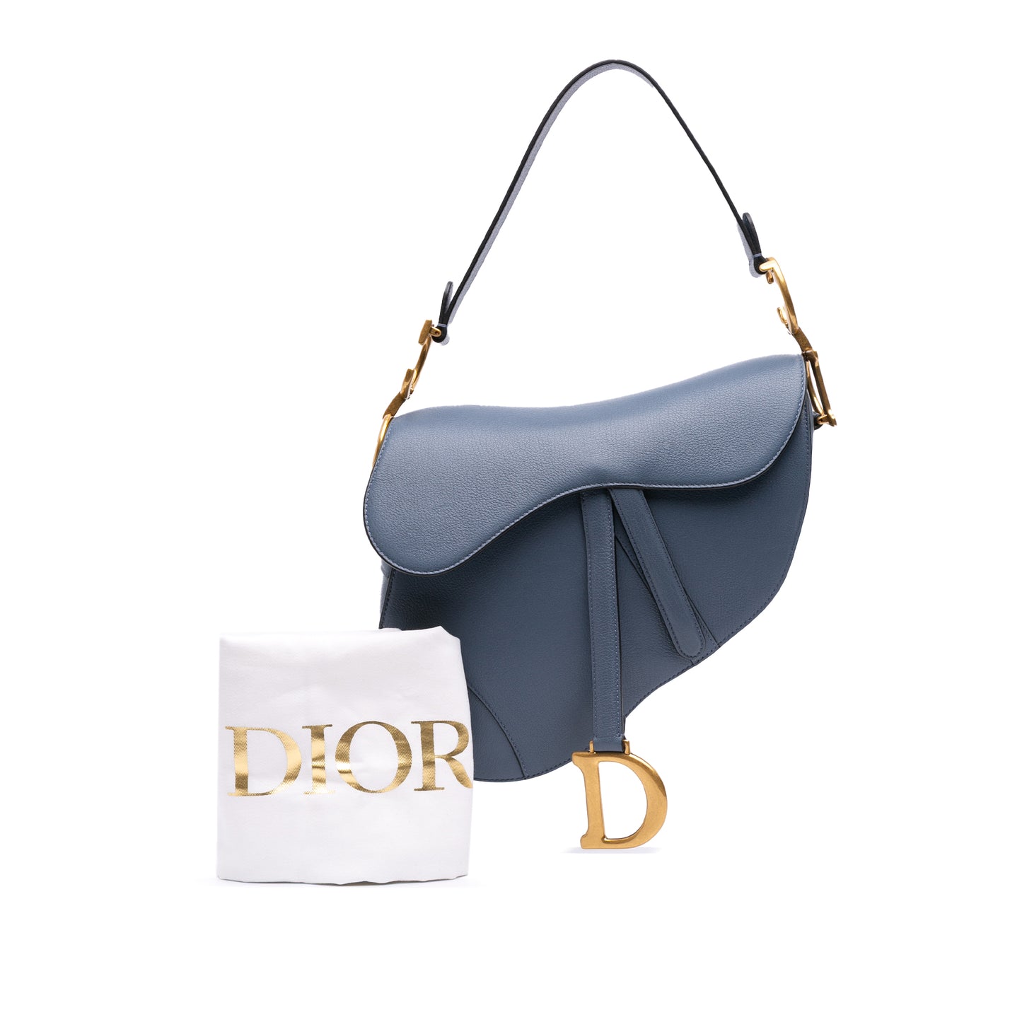 Dior – Borsa Saddle in pelle di capra blu (2021) – Size 22,5 x 25,5 x 5 cm