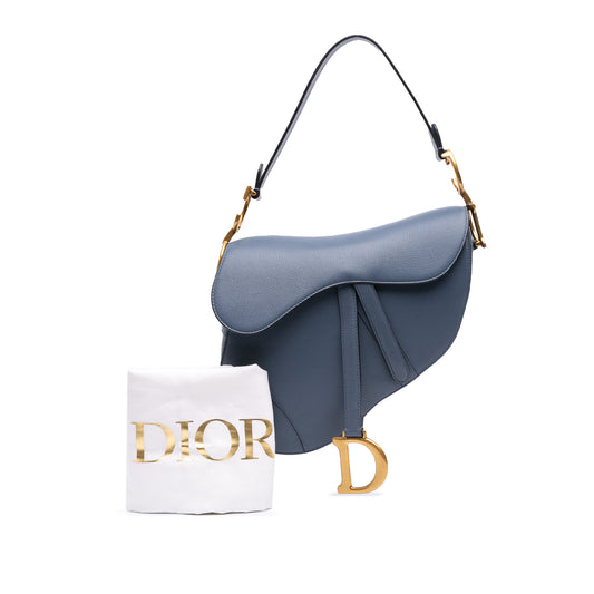 Dior – Borsa Saddle in pelle di capra blu (2021) – Size 22,5 x 25,5 x 5 cm
