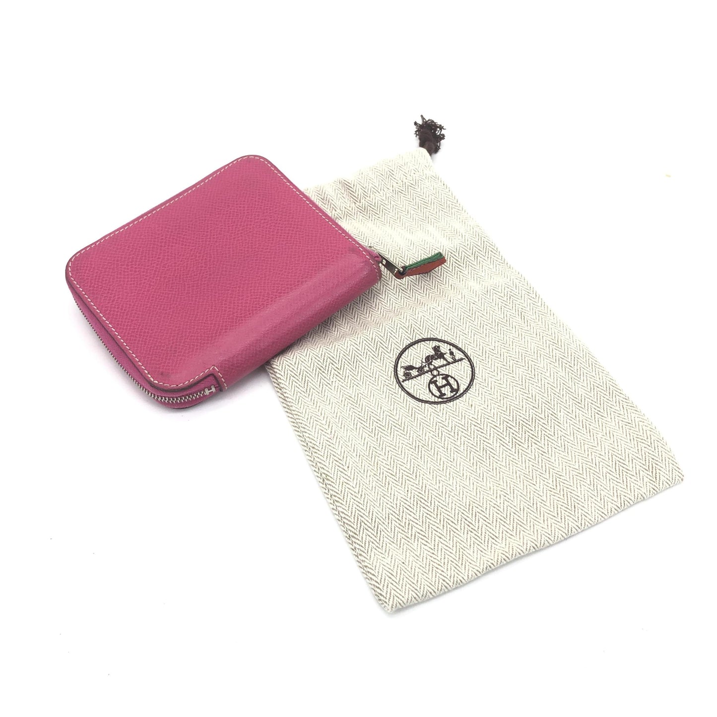 Hermès Azap Compact Silk'In in pelle Epsom fucsia con fodera interna in seta multicolore