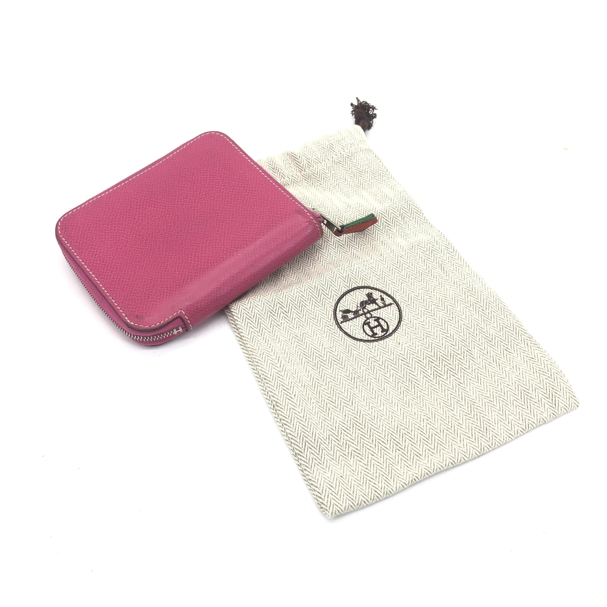 Hermès Azap Compact Silk'In in pelle Epsom fucsia con fodera interna in seta multicolore