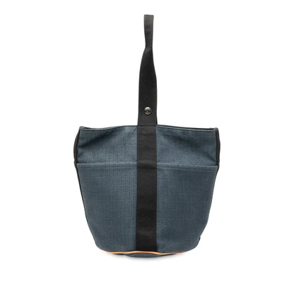  Hermès Saxo MM Tela Blu Marine — Borsa Bucket Vintage Autentica | Etoilux