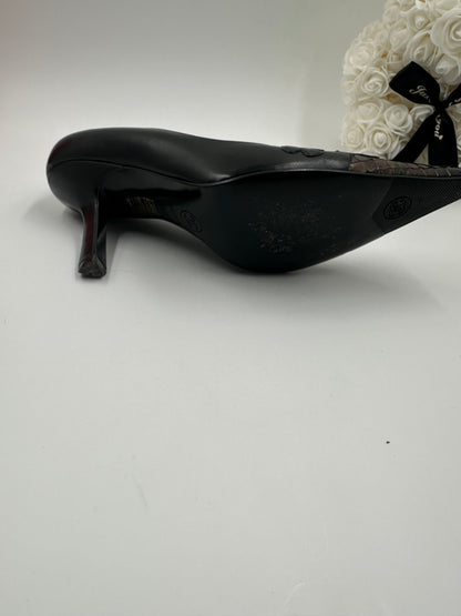 Chanel Décolleté Pelle e Pitone Camelia Nera – 37
