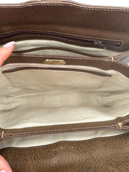 Gucci Vintage Tracolla GG – Pelle Marrone Tortora (anni ’70–’80) – 25 cm