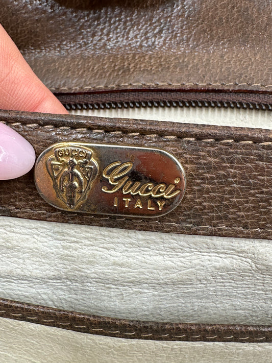 Gucci Vintage Tracolla GG – Pelle Marrone Tortora (anni ’70–’80) – 25 cm