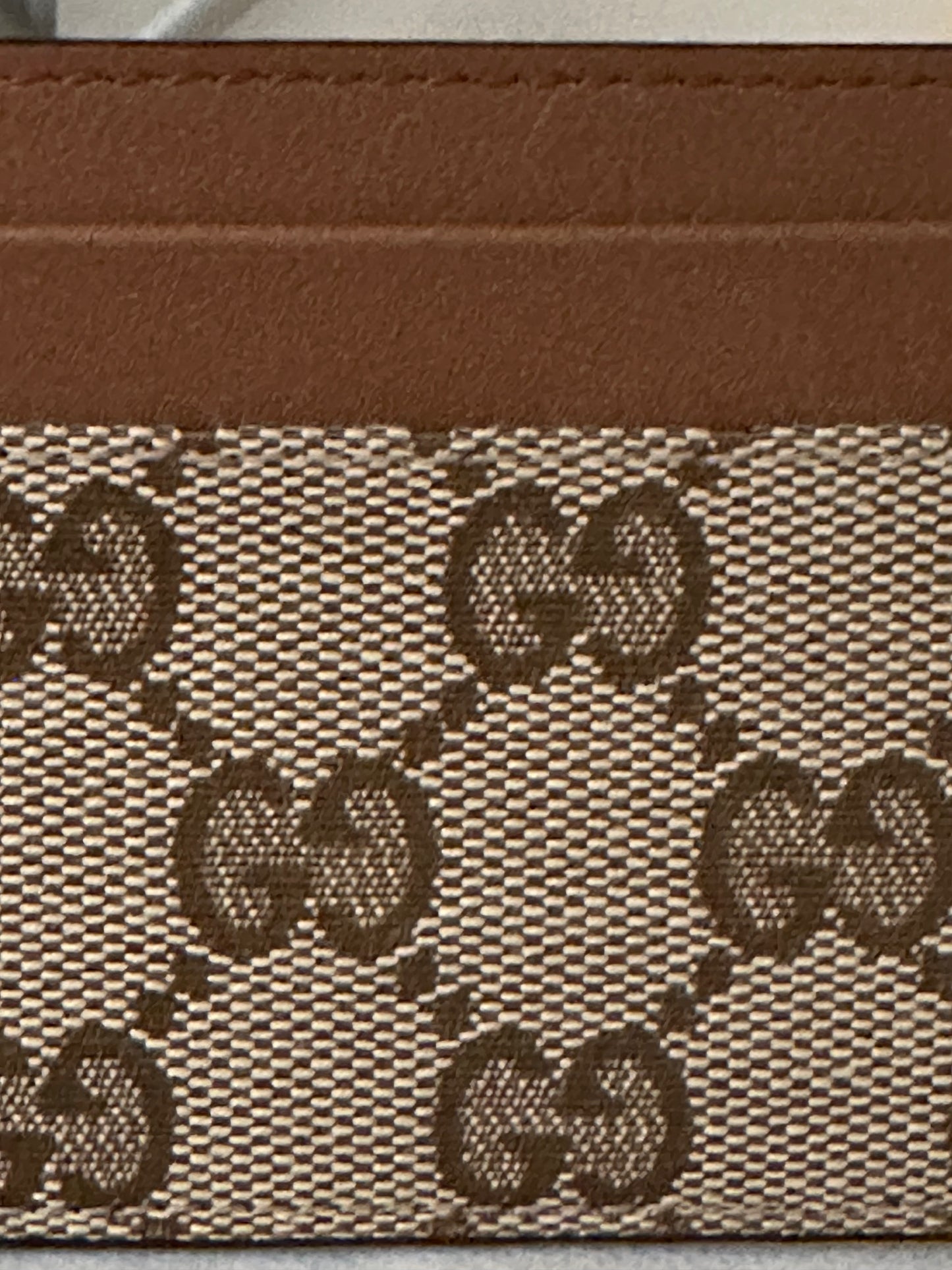 Gucci Card Case Tela GG Original Beige/Ebony e Pelle Cuoio – 233166