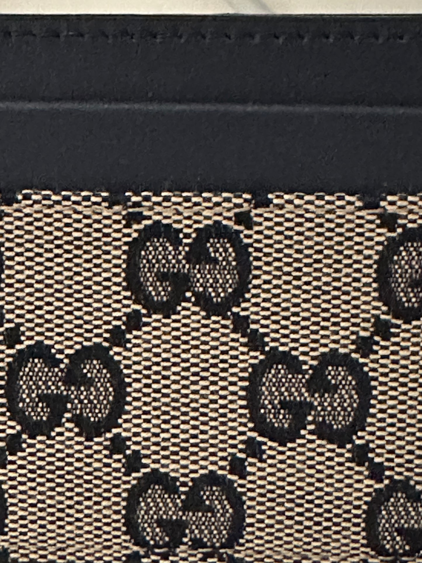Gucci Card Case Tela GG Original Beige/Blu Navy e Pelle – 233166