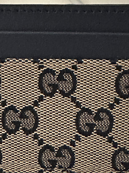 Gucci Card Case Tela GG Original Beige/Blu Navy e Pelle – 233166