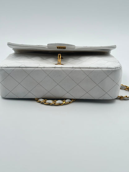 Chanel Classic Flap Small in pelle bianca – Oro 24k – Serie 1 (1989–1991) – Full Set