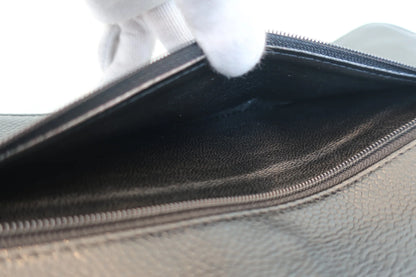Chanel Matelassé Doppia Patta e Doppia Catena Pelle Caviar Nera – 25 cm