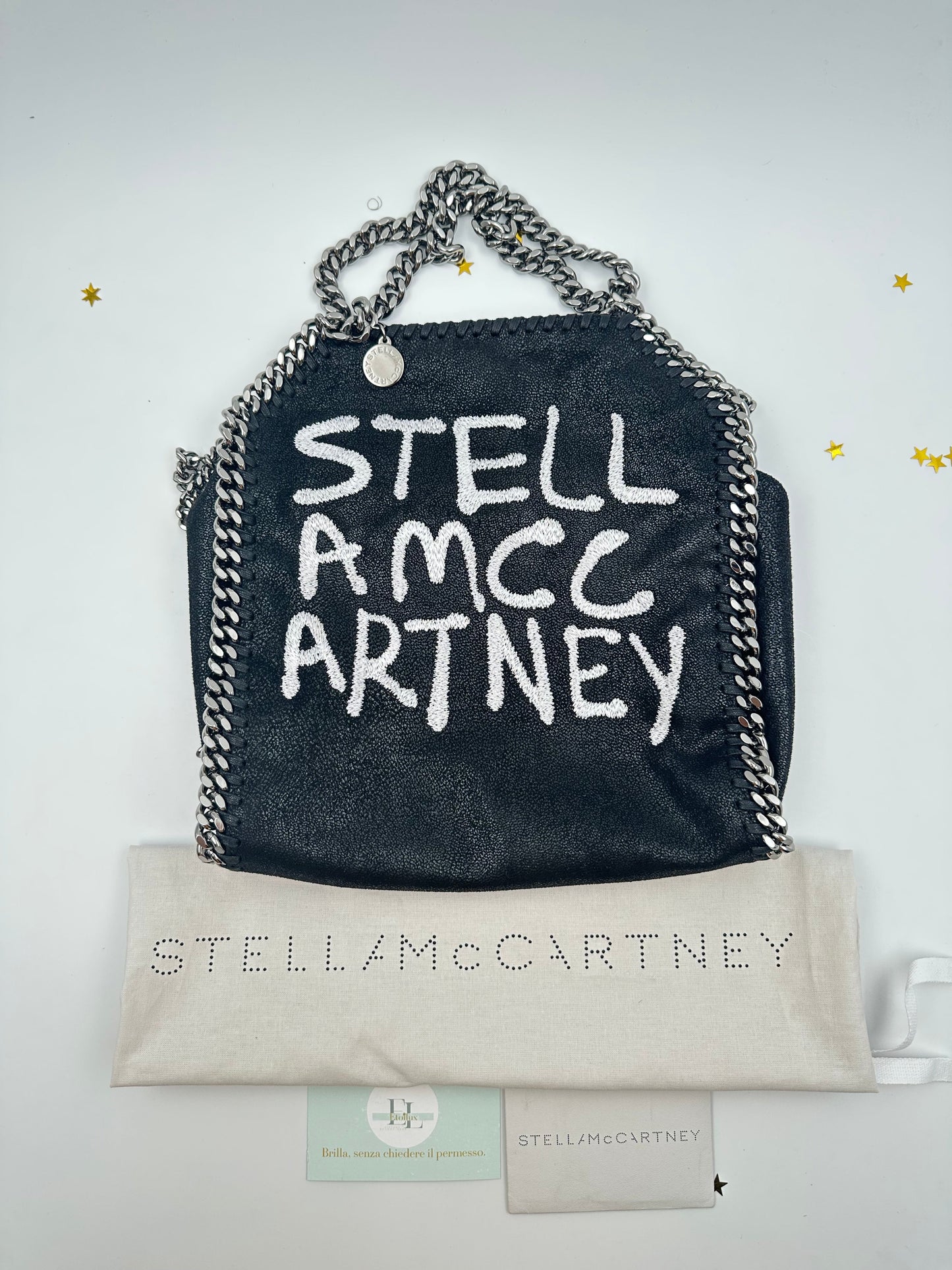 Stella McCartney Falabella Mini Graffiti Logo – Nero