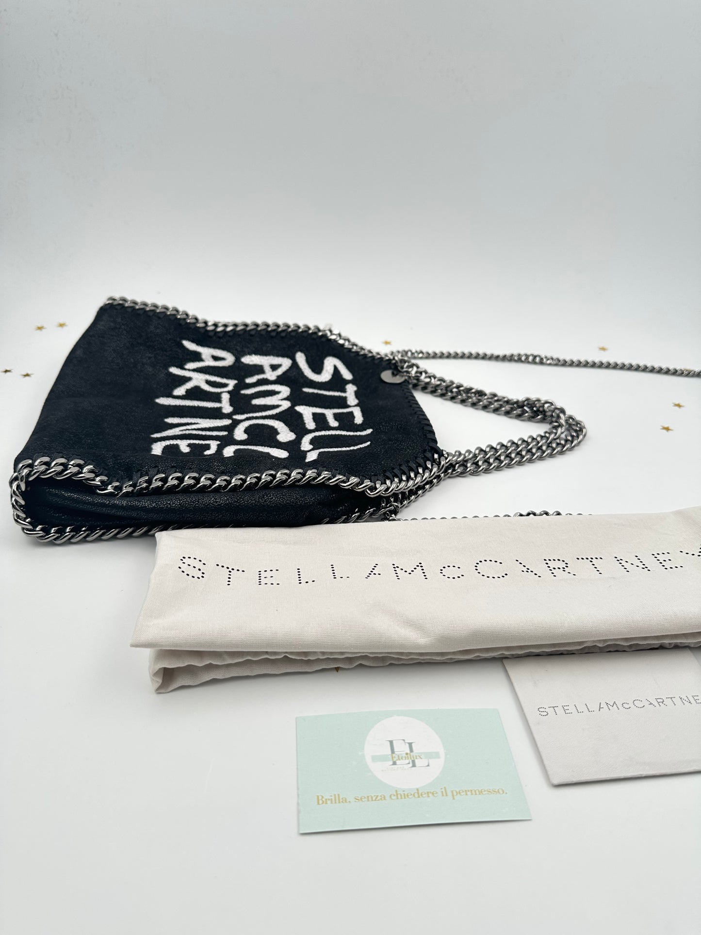 Stella McCartney Falabella Mini Graffiti Logo – Nero