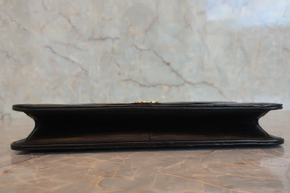 Chanel Matelassé Push Lock Chain Shoulder Bag Pelle di Agnello Nera – 25 cm