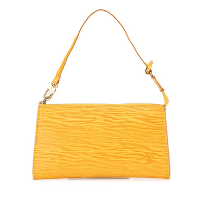 Louis Vuitton Pochette Accessoires Epi giallo Tassil 1995 vintage autentica pre-loved Etoilux
