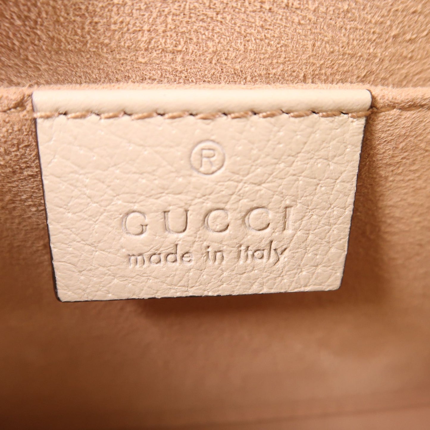 GUCCI Cowhide Leather Totem Butterfly Shoulder Bag Beige