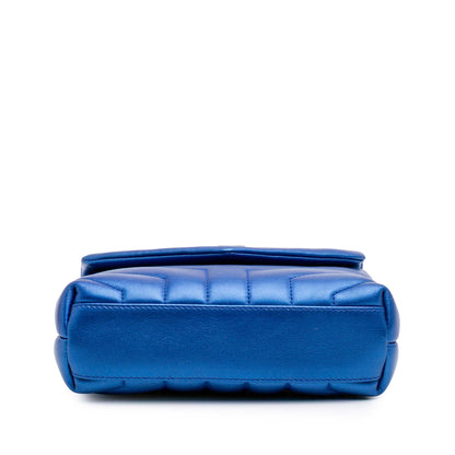 Saint Laurent Toy Loulou in Pelle di Vitello Metallizzata Blu – 2017