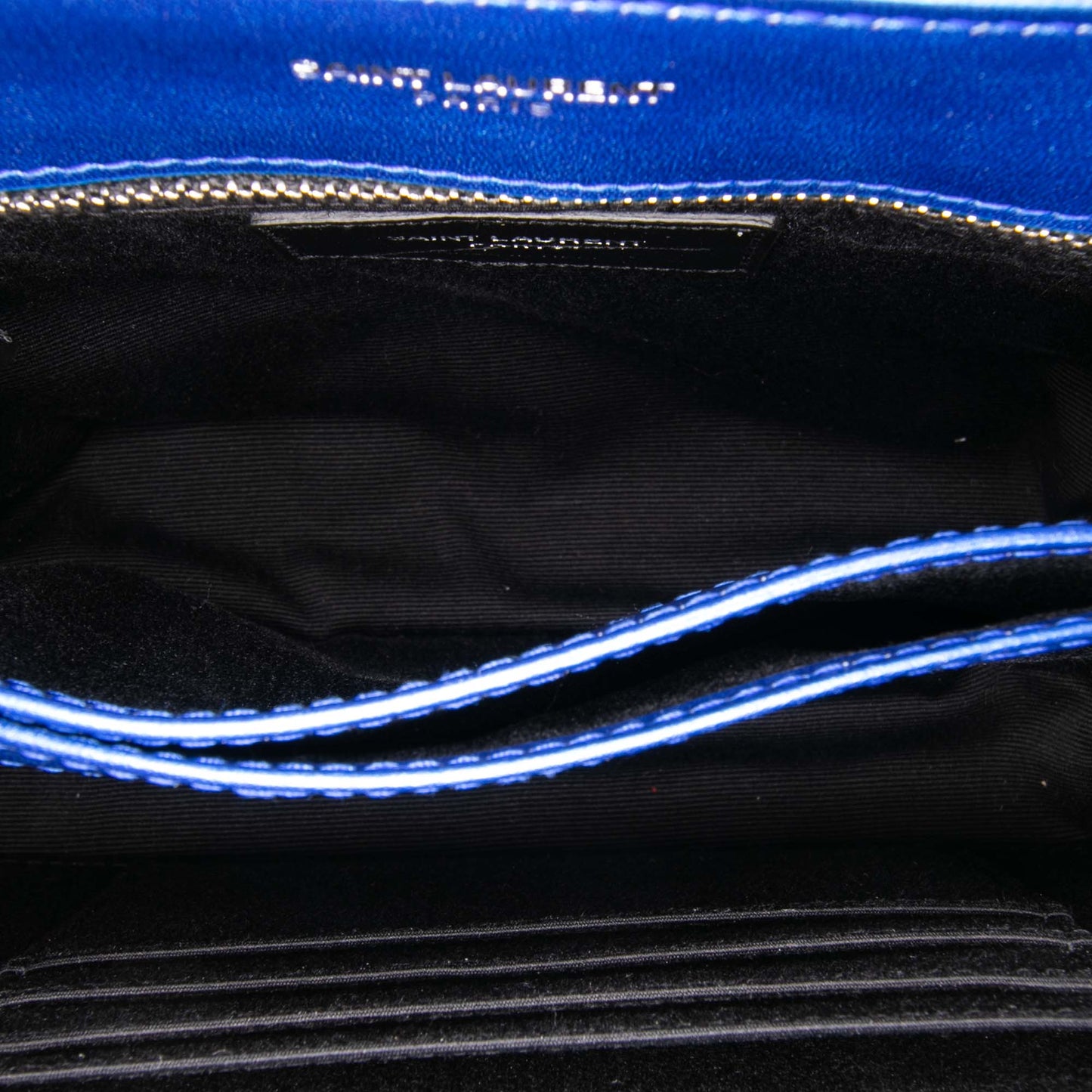 Saint Laurent Toy Loulou in Pelle di Vitello Metallizzata Blu – 2017