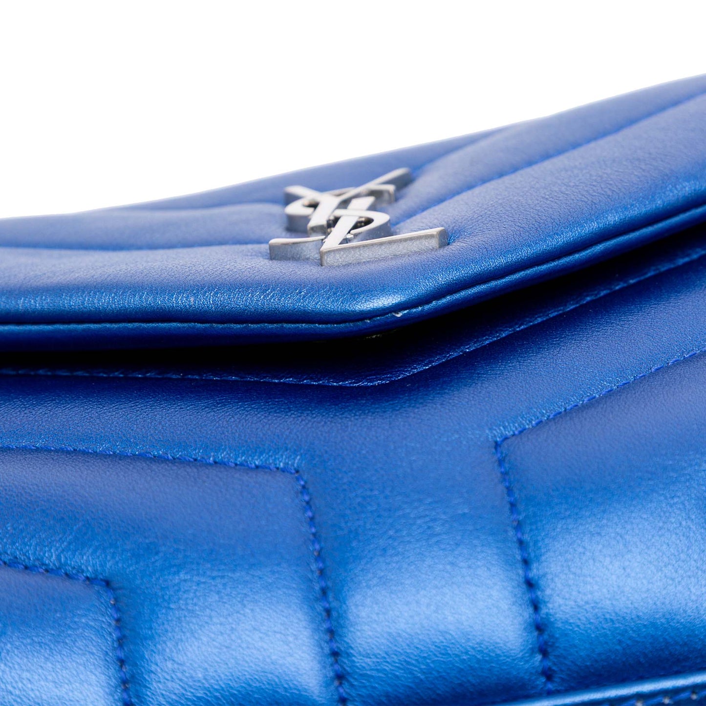 Saint Laurent Toy Loulou in Pelle di Vitello Metallizzata Blu – 2017