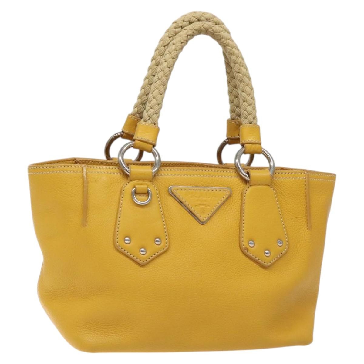 Prada Tote Vitello Daino Giallo Manici in Corda | Etoilux Vintage