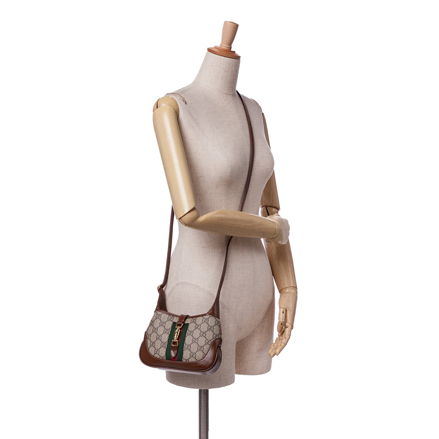 Gucci – Jackie 1961 Mini in tela GG Supreme con finiture in pelle – Marrone – 13 x 19 x 3 cm