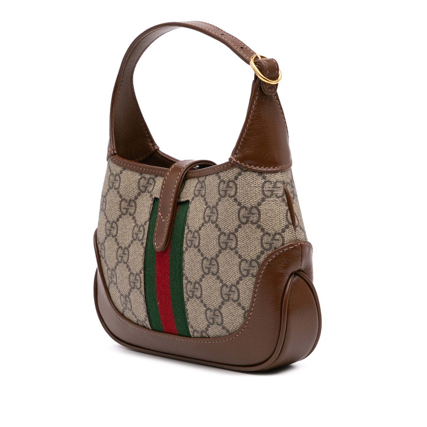 Gucci – Jackie 1961 Mini in tela GG Supreme con finiture in pelle – Marrone – 13 x 19 x 3 cm