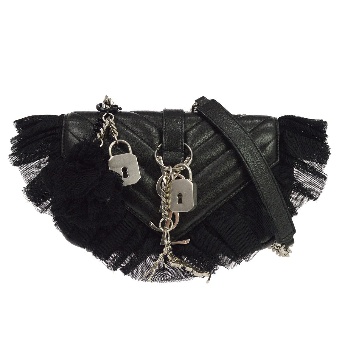 Saint Laurent Baby Monogram Punk Chain Bag Tulle Nero 2015 | Etoilux