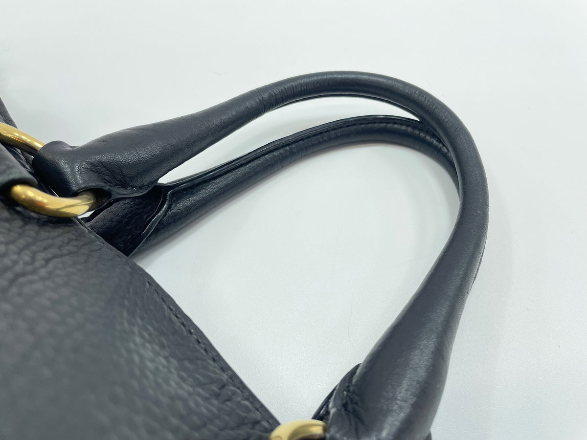 Prada Tote Convertibile Vitello Daino Nera Hardware Oro