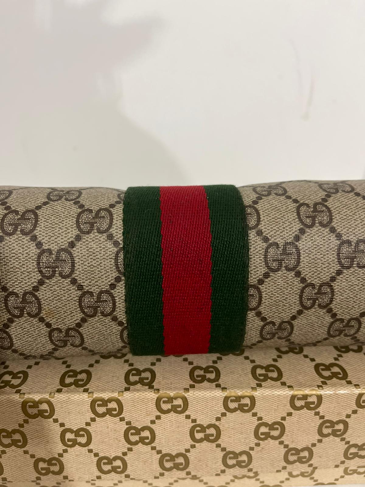 Gucci Clutch Vintage Monogram Canvas con Finiture in Pelle – Brown/Beige