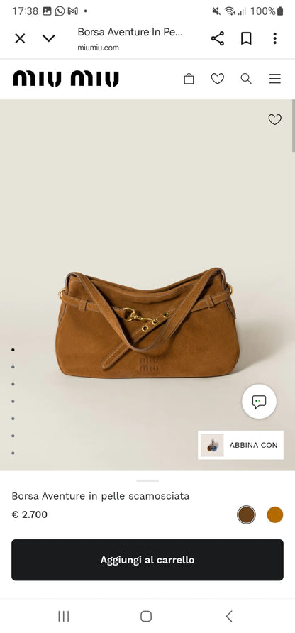 Miu Miu – Aventure Medium in pelle scamosciata