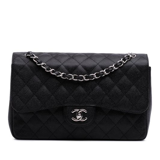 Chanel Classic Double Flap – Caviar Nero – Hardware Argento (2011)