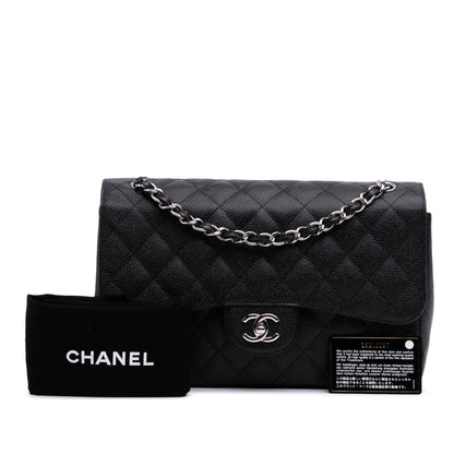 Chanel Classic Double Flap – Caviar Nero – Hardware Argento (2011)