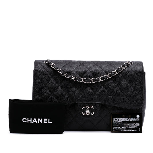 Chanel Classic Double Flap – Caviar Nero – Hardware Argento (2011)
