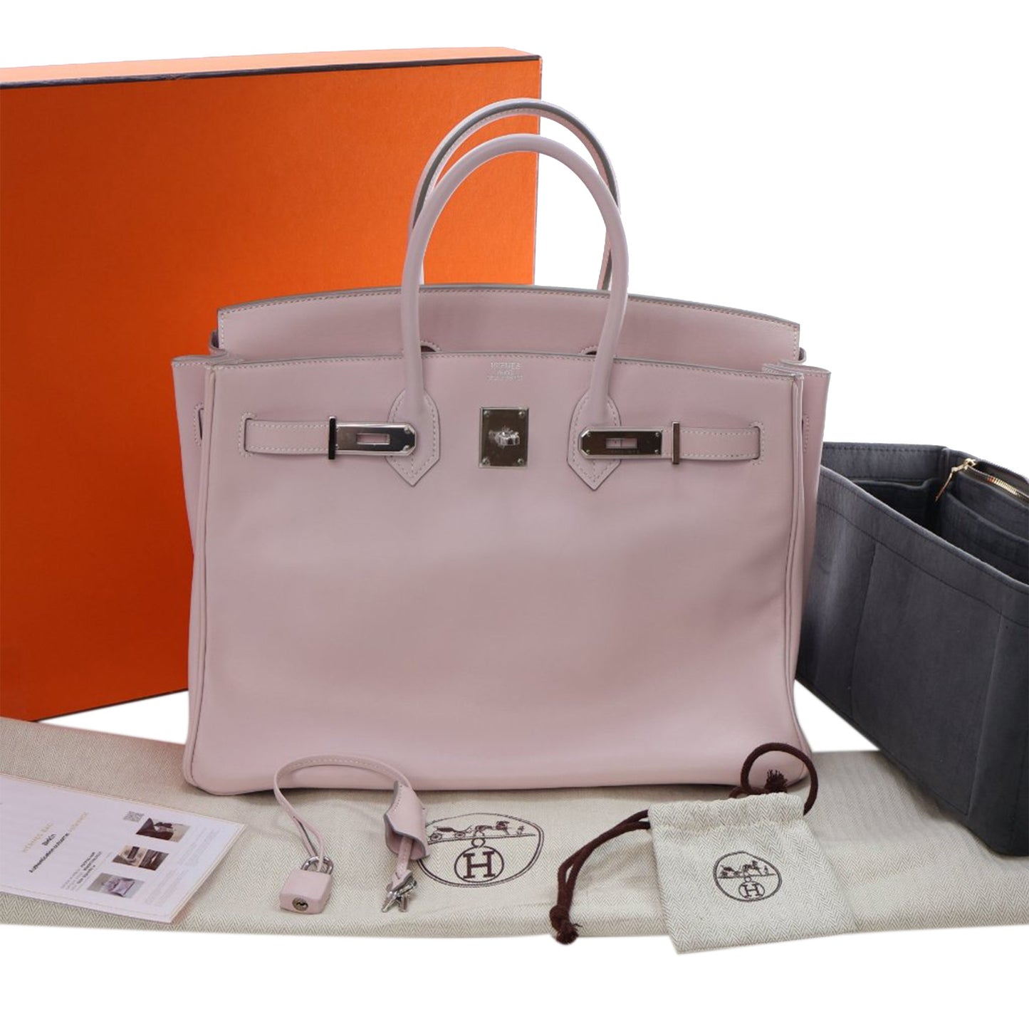 Hermès Birkin Retourne 35 in pelle Swift Rose Dragee (2009) – Size 35