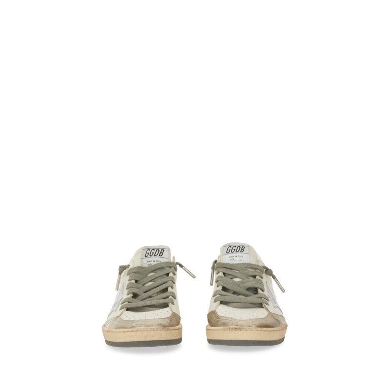 Golden Goose – Ball Star Sneaker in Pelle Bianca con Stella Lilla e Dettagli Retro – Donna – FW25