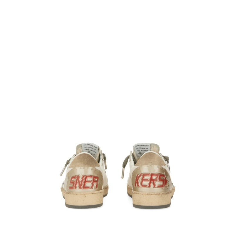 Golden Goose – Ball Star Sneaker in Pelle Bianca con Stella Lilla e Dettagli Retro – Donna – FW25