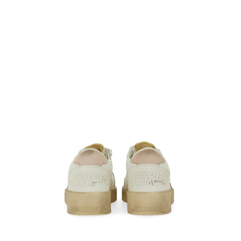 Golden Goose – Ball Star 2 Sneaker in Pelle Bianca con Stella Rosa Cipria – Donna – FW25