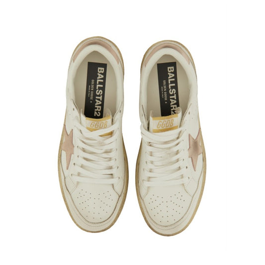 Golden Goose – Ball Star 2 Sneaker in Pelle Bianca con Stella Rosa Cipria – Donna – FW25